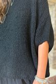 Made in Italy Big Softie Cap Sleeve Knit Top Black
